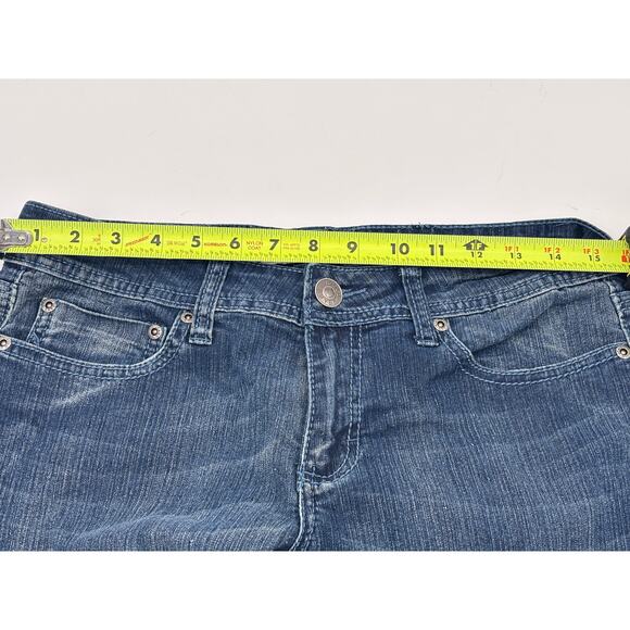 Vigold Skinny Jeans Women 7/8 Straight Leg Faded Distressed Sequined Medium Wash - Picture 6 of 13